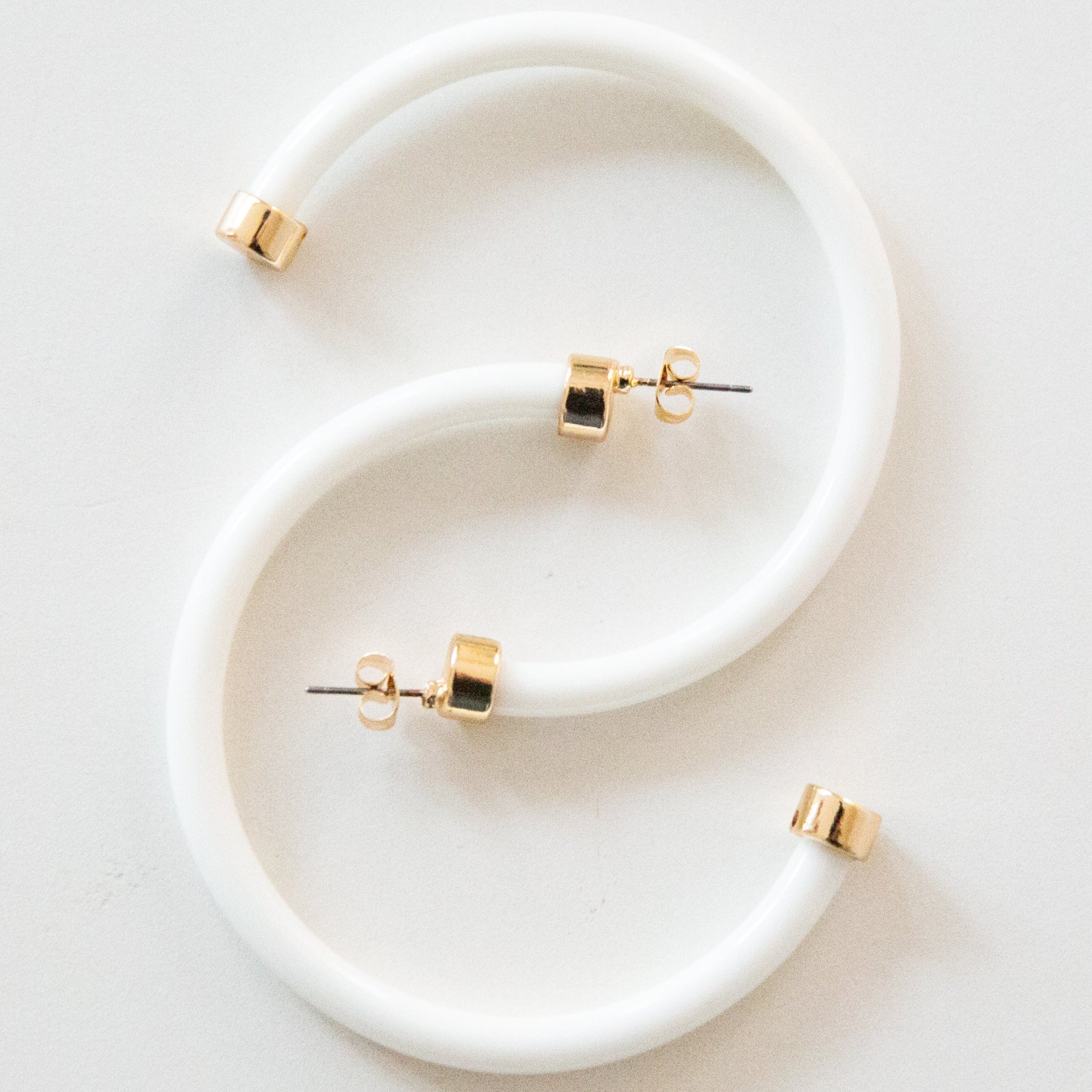 White Hoop Earrings