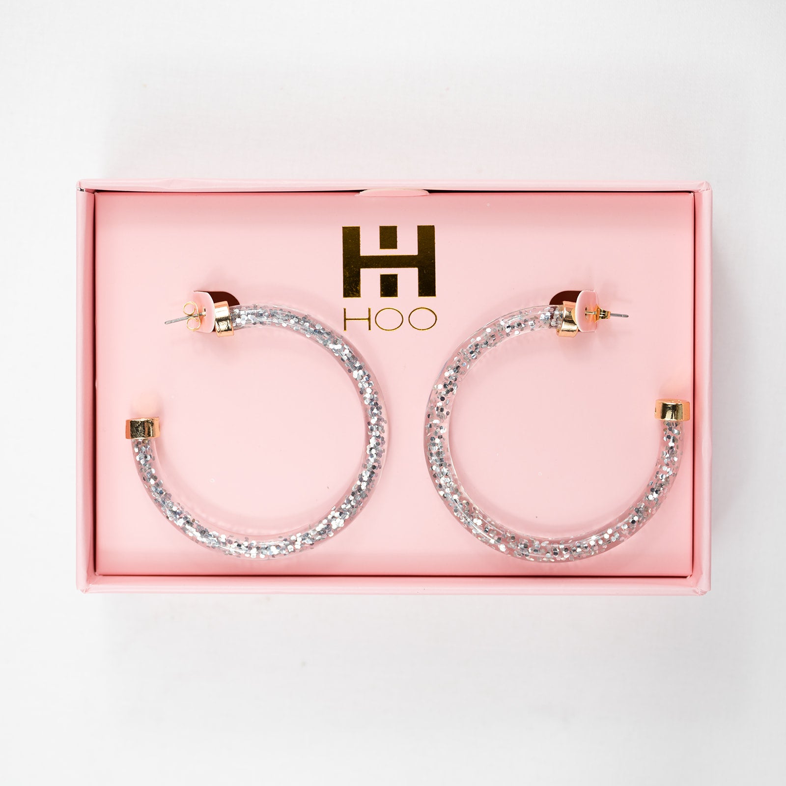 Silver Glitter Hoop Earrings