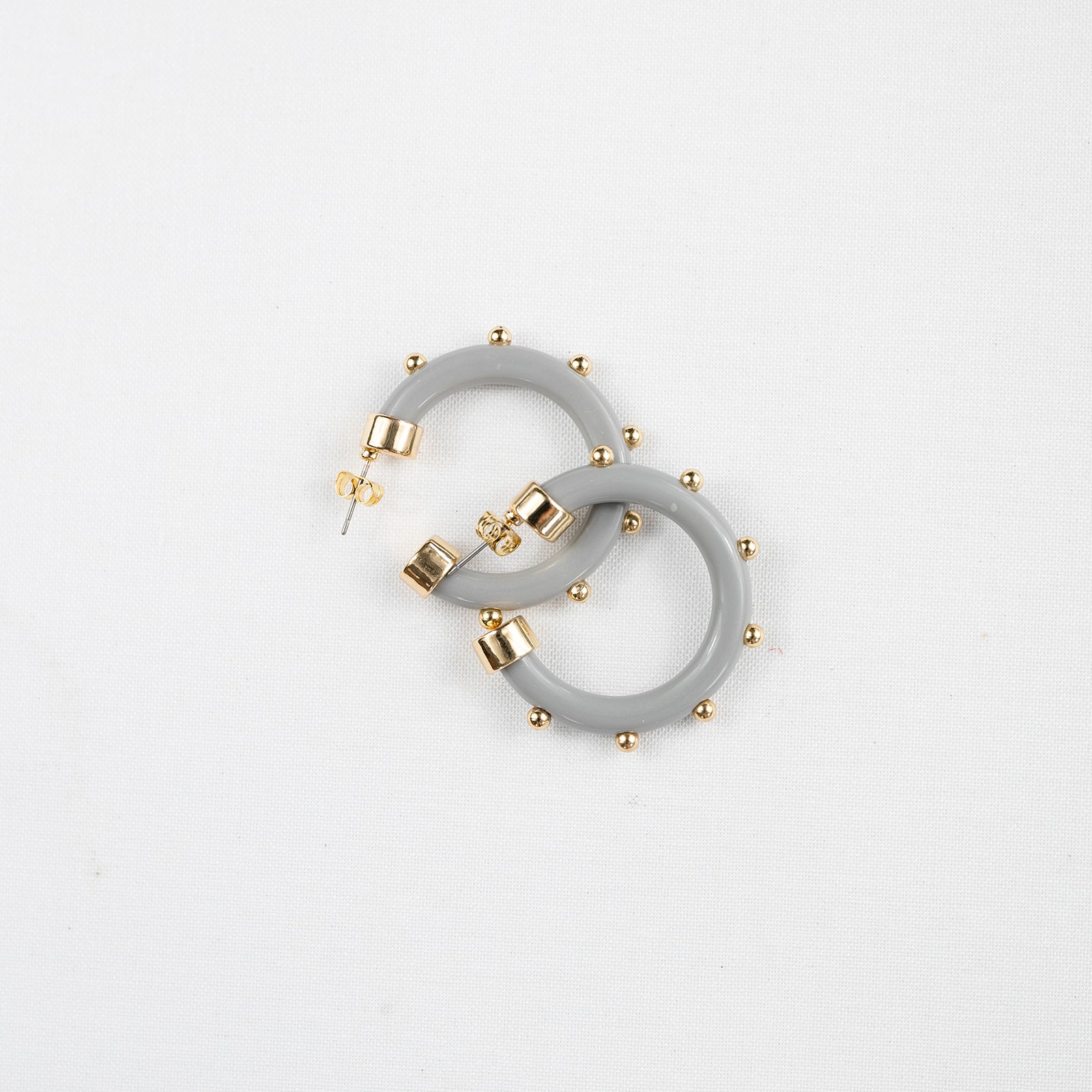 Mini Hoops - Grey with Gold Balls
