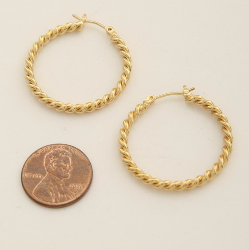 14K Gold Dipped Twisted Hoops