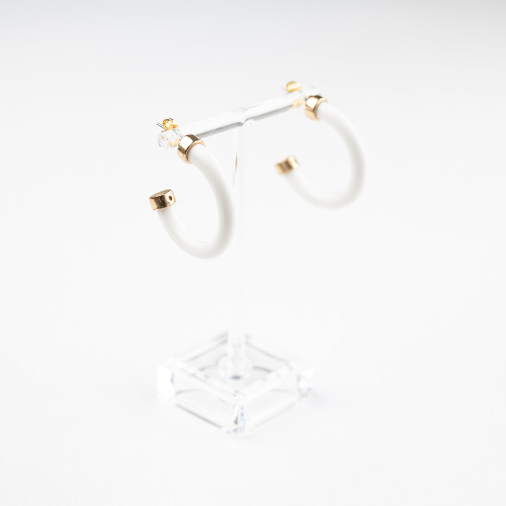 White Mini Hoop Earrings