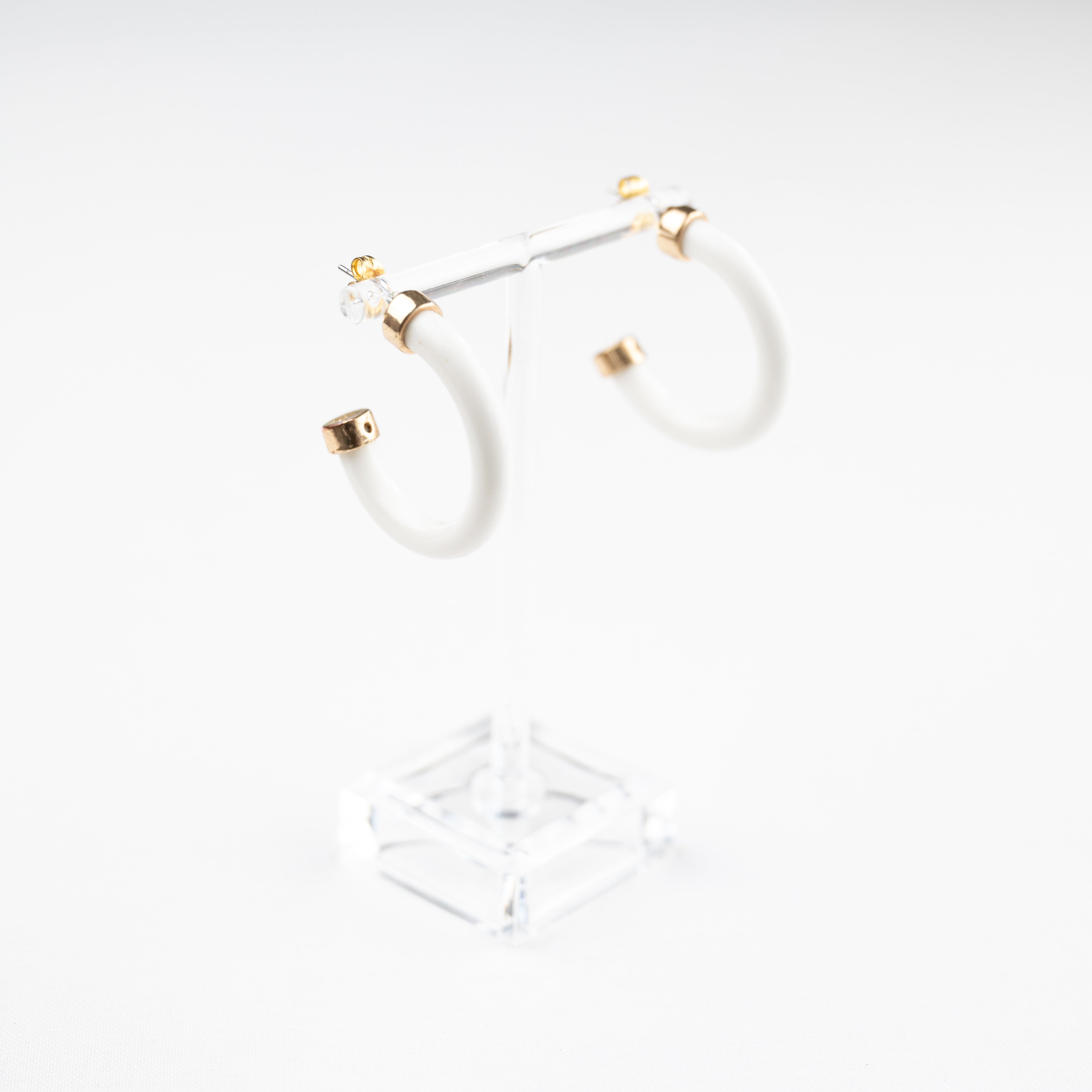 White Mini Hoop Earrings