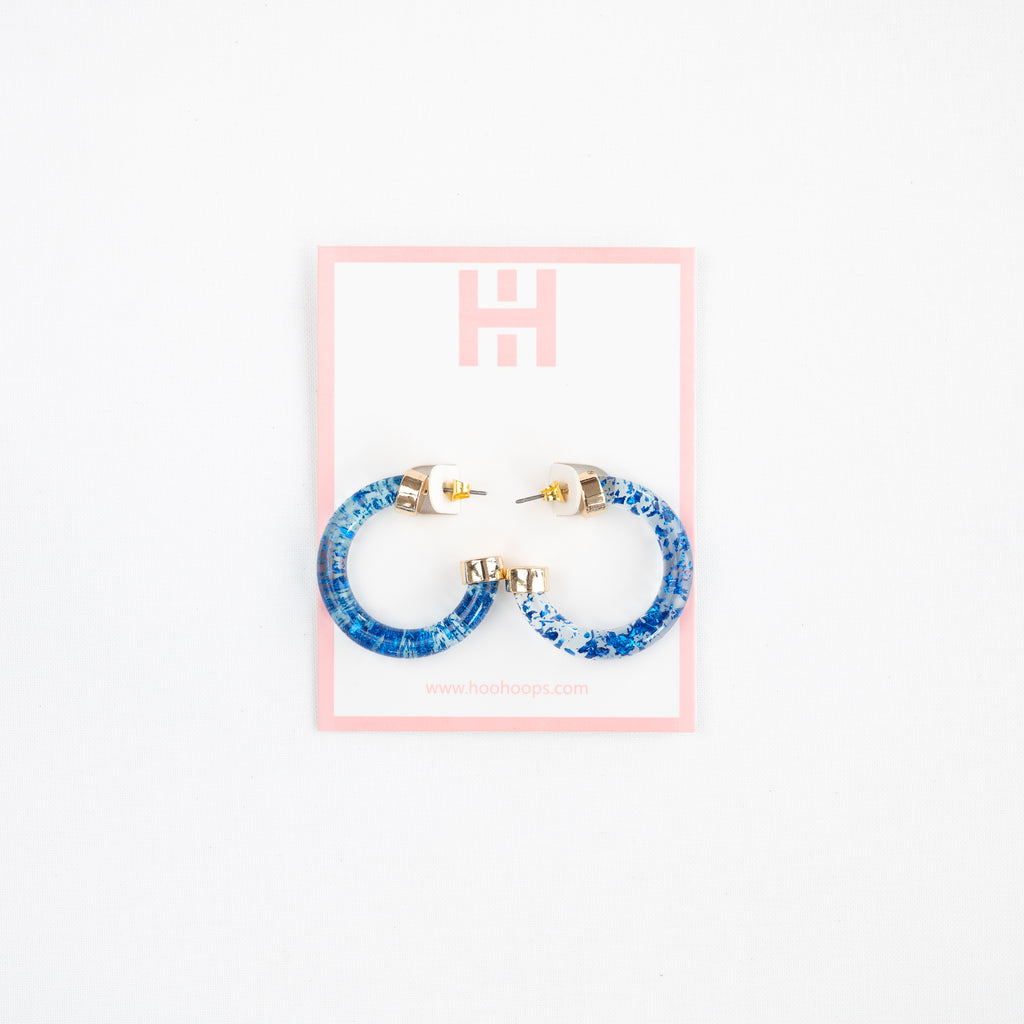 Blue Foil Mini Hoop Earrings