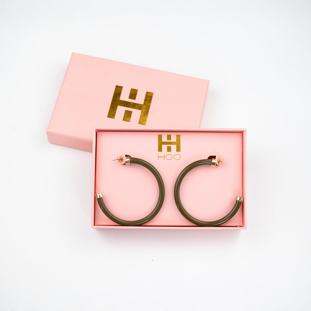 Olive Hoop Earrings