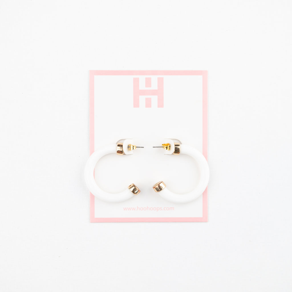 White Mini Hoop Earrings