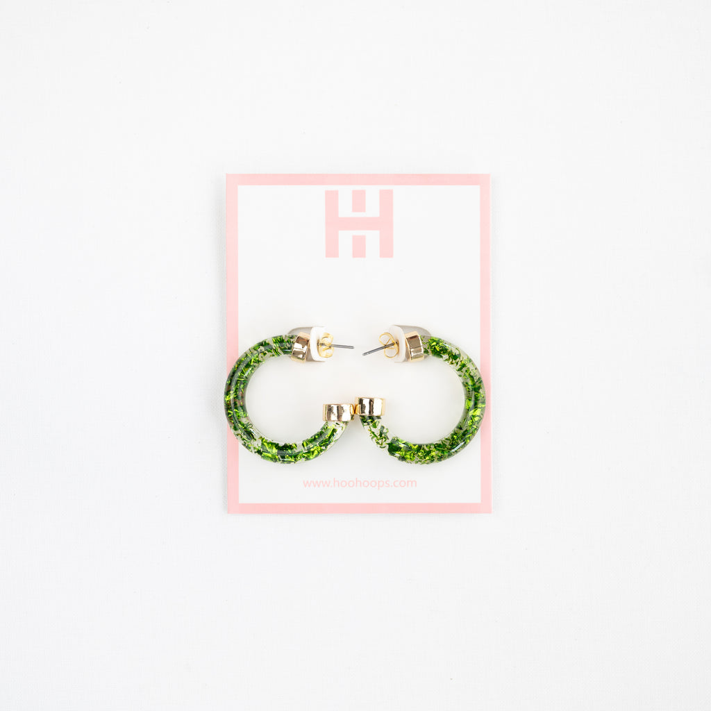 Green Foil Mini Hoop Earrings