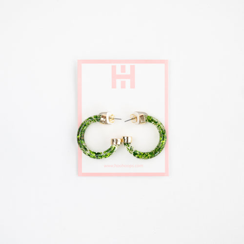 Green Foil Mini Hoop Earrings