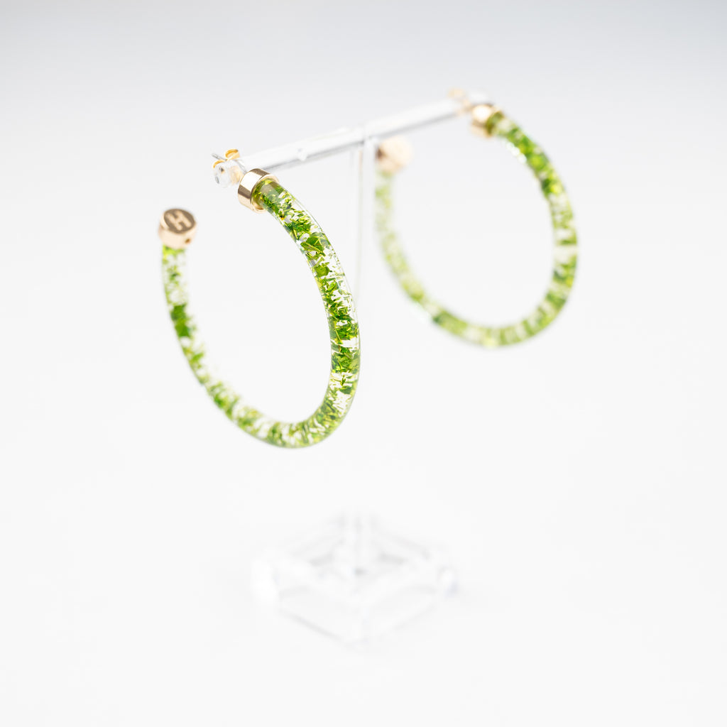 Green Foil Hoop Earrings
