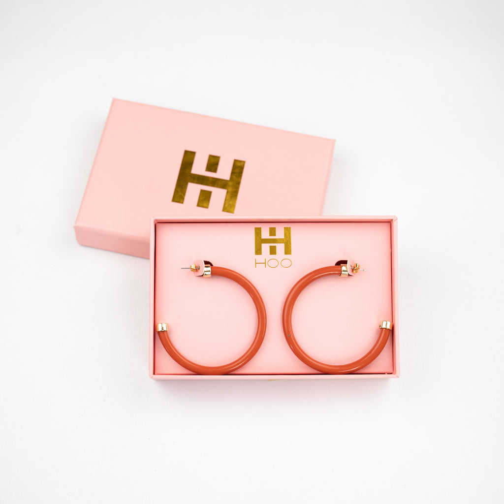 Burnt Orange Hoop Earrings