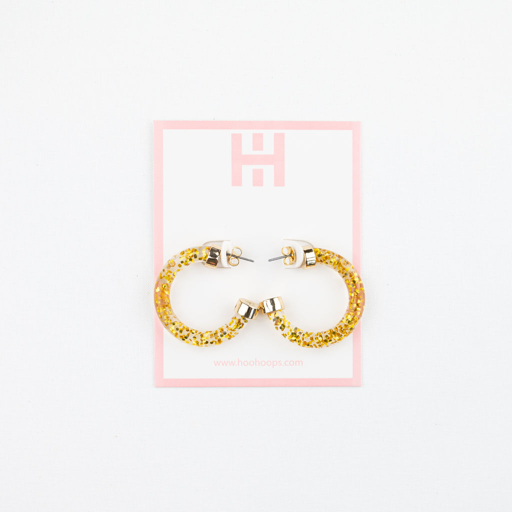 Gold Glitter Mini Hoop Earrings