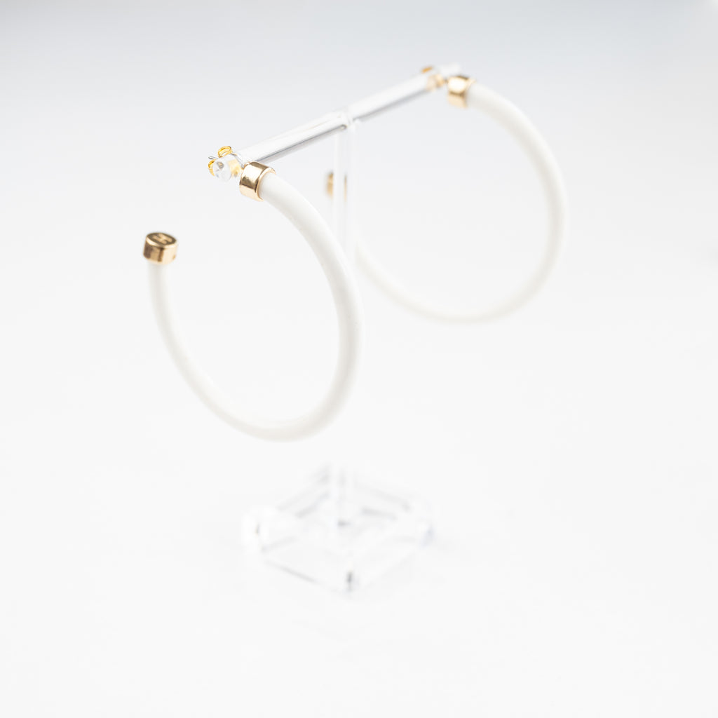 White Hoop Earrings