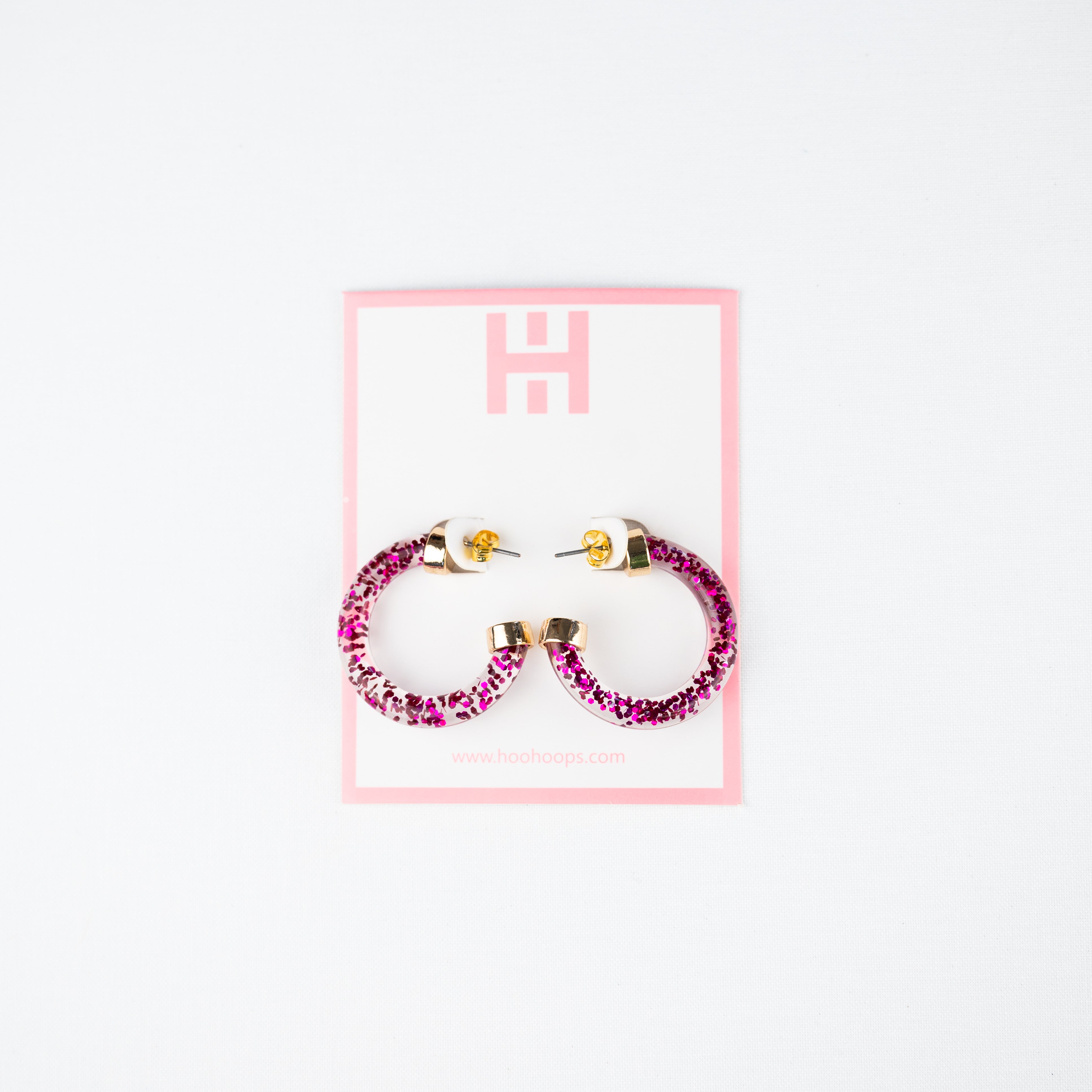 Mini Hoops - Dark Pink Glitter
