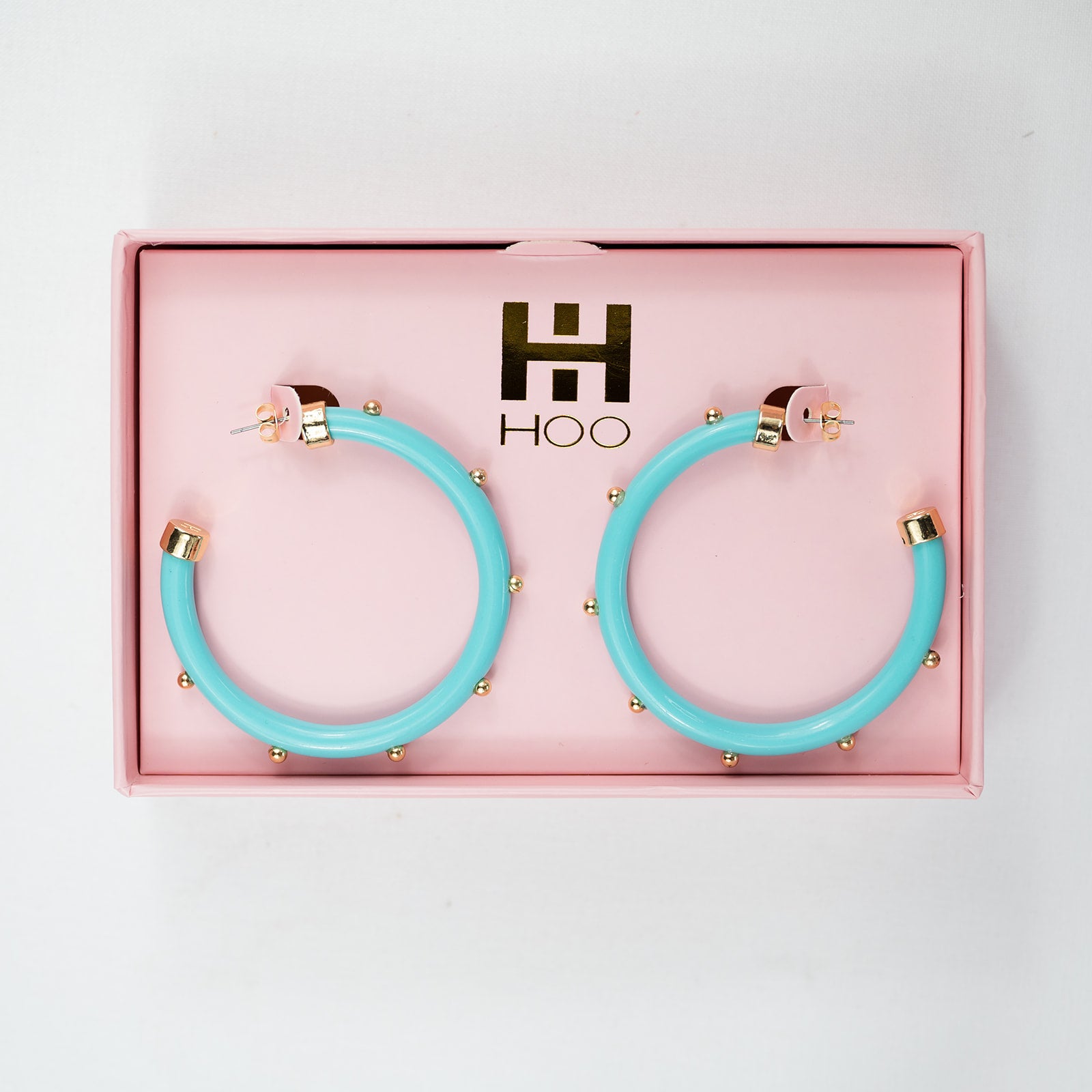 Hoops - Turquoise with Gold Balls